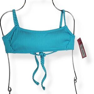 Xhilaration Blue Ribbed Bikini Top XS Junior (00)